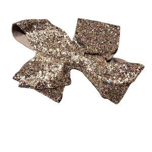 Girls Silver Glitter Bow Clip